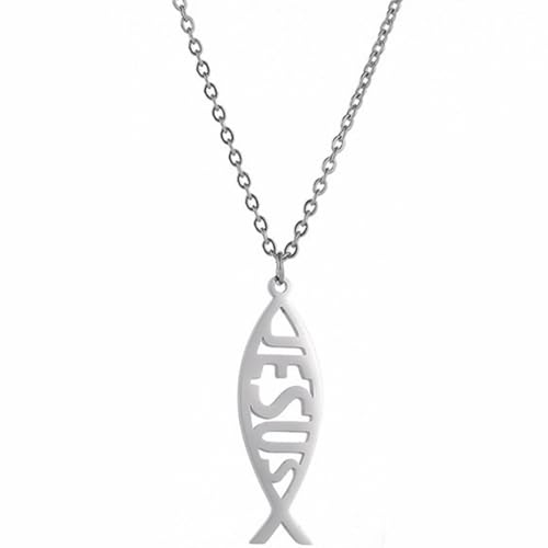 Jude Jewelers Stainless Steel Jesus Fish Style Christian Religious Pendant Necklace