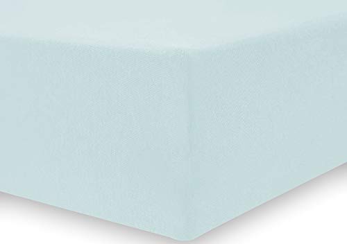 DecoKing Fitted Sheet Double 100% Combed Cotton Soft Jersey Bed Sheet 120x200-140x200 cm Light Blue Amber - Image 4