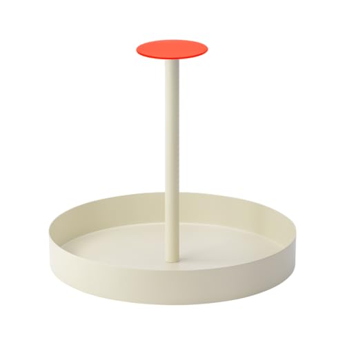 REMEMBER Tablett Nana Coral H 25 cm Ø 28 cm Modernes Serviertablett aus Metall für Getränke Frühstück oder Dekoration