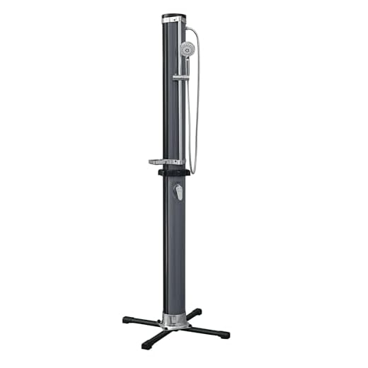 Bestway SolarFlow 9.2 Gallon Water Capacity Solar Heat Outdoor Shower with Adjustable Shower Head, Multiple Spray Settings and Quick Connector, Black