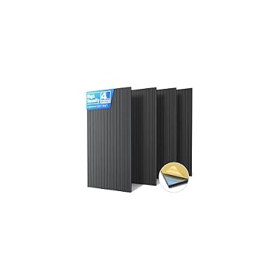 4 Pack Large Acoustic Panels Sound Absorbing with Self-Adhesive, 47.2”*23.6”*0.36” High Density Sound Proof Foam Panels for Walls, 3D Vertical Soundproof Wall Panels for Home Studio Office Decor-Black
