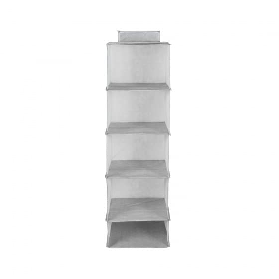 Compactor Hanging Organiser for Shoes and Clothing 5 Compartments, Velcro Fastening, Supports up to 6kg, Grey/White - Image 3