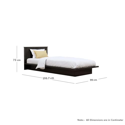 Image of Bniture Modern Low Height Single Size Bed Without Storage | Engineered Wood Platform Bed Designer Headboard | Bed King Size Wooden Cot Double Bed for Bedroom 3 Year Warranty (Flower Wenge)