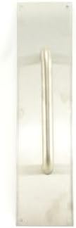 4 x 16 in. Square Corner Pull Plate with 8 in. 1194 Pull, Satin Stainless Steel