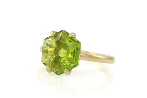 Anemone Unique Peridot Ring - Handmade Statement Gold Rings - Artisan Birthstone Jewelry For Women - Engagement Ring, Gemstone Ring, Fashion Jewelry Ring For Her - Customizable Band #TOP4