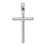 14k White Gold Cross Pendant - Measures 38.3x19.7mm - JewelryWeb