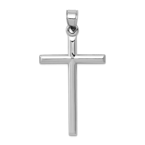 JewelryWeb 14k White Gold Hollow Polished Religious Faith Cross Pendant Necklace 38.3x19.7mm-Pendant for Women