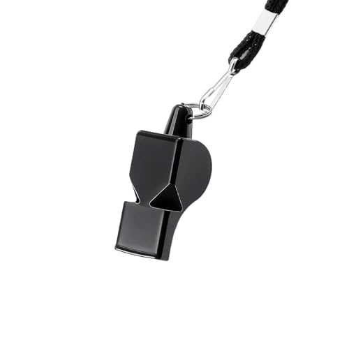 Image of Referee Whistle with Wrist Lanyard Black Plastic Sports Whistle for Coaches Teachers Trainers Loud Safety Whistle 5.2 x 2.2 x 2 cm