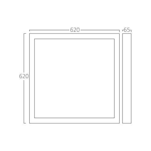 Braytron LED Panel Aufbaurahmen 62 × 62 cm – Aluminium Rahmen für LED Panels – Aufputzmontage an Decke oder Wand – weiß lackiert – passend für 62 × 62 cm Rasterleuchten