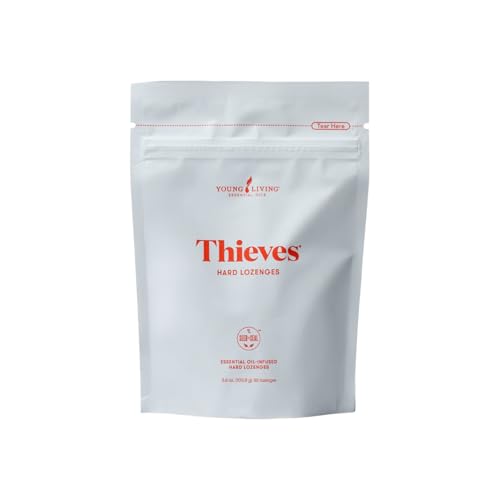Young Living Thieves Hard Lozenges 30 ct | Sugar-Free Relief for Dry Mouth & Sore Throat | Clove Lemon Peppermint Essential Oils | Gentle on Stomach