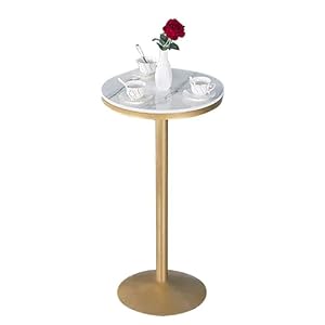 コーヒーテーブル ラウンドカクテルバーテーブル 金属脚と安定したベース付き 家族の応接室ビストロカフェバー用の大理石のハイテーブル モダンな鉄の職人技 (Size : 55x55x95cm)