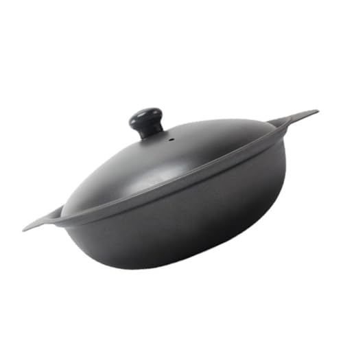 CORHAD Olla de Hierro Fundido con Tapa para Guisar Arroz y Pollo, Multiusos con Conservación de Calor, Adecuado para Cocina Casera y Duradera