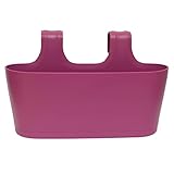 ENGELLAND 1 x Blumenkasten zum Auf-Hängen, Farbe: Lila, Blumentopf, oval, Balkon, Übertopf, Pflanzkasten, mit Wasserspeicher/Wasserauffangschale