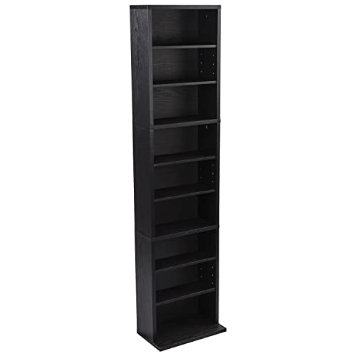 Farmahar 54" X 13"Adjustable Wood Media Storage Shelf Bookcase (114 Dvds, 261 Cds), Protects & Organizes Prized Music, Movie, Video Games, Chestnut Woodgrain #TOP5
