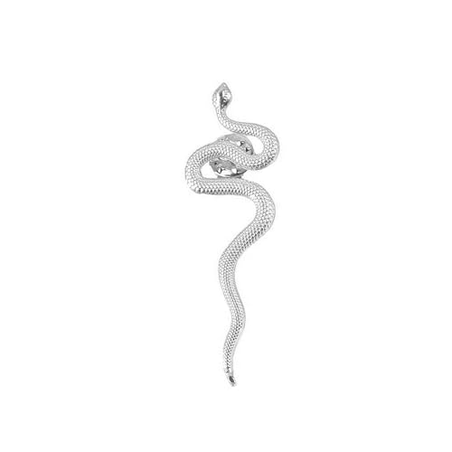 Image of Gothic Snake Brooch Pin - Thriller Animal Serpent Lapel Pin - Metal Punk Bending Creep Cobra Brooch for Women & Men - Suit & Coat Accessory
