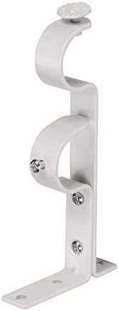 HomeHarmony® Pack of 2 Double Curtain pole Holder Hanging Bracket Set Heavy Duty Metal made to fit up to 28mm Diameter Curtain Pole (Silver)