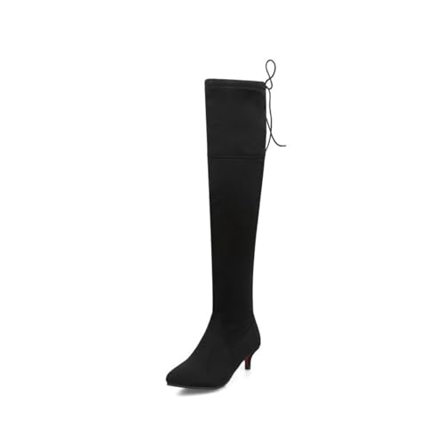 Bottes longues de grande taille en textile extensible haut de gamme pour femme