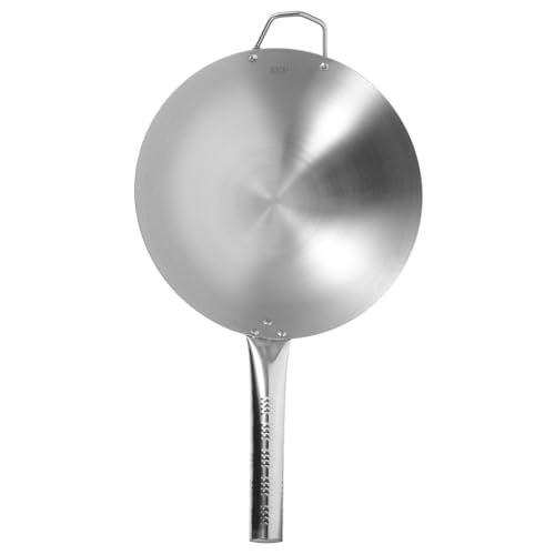 Cabilock 30cm Stainless Steel Non-Stick Wok Long Handle Heavy-Duty Frying Pan for Home and Commercial Use Suitable for Induction and Gas Stoves
