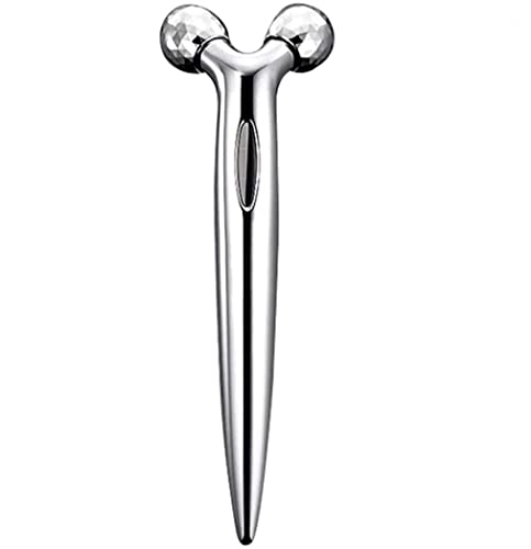 Eazy Sales 3D Manual Roller Massager Face-lift Wrinkle Remover Facial Massage for Relaxation and Skin Tightening Tool (Silver, 14 x 4.8 x 3.6 cm)