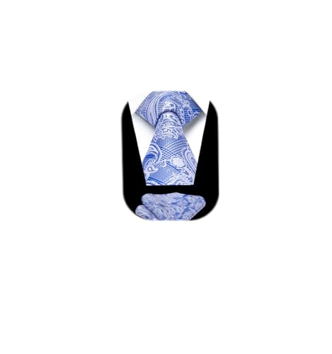 Image of HISDERN Ties for Men Paisley Floral Tie Handkerchief Classic Woven Business Formal Necktie and Pocket Square Set Wedding
