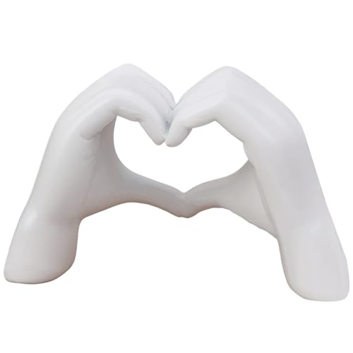 Komergave Heart Hands Sculpture - Modern Love Gesture Statue White Desktop Ornament Ideal Ornaments for Shelves Aesthetic Home Decor for Living Room Bedroom Bookshelf & Coffee Table