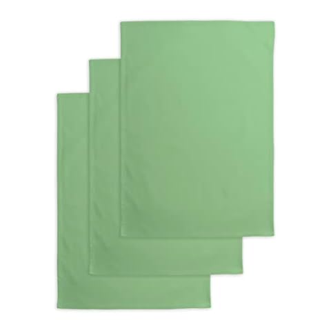 CALICOT 100% Cotton Set of 3 Multi-Purpose Resuable Kitchen Towel Soft Absorbent Dish Towels | Tea Towels | Bar Towels for Kitchen | Cooking | Tablelinen (50 cm by 70 cm, Fair Green) Cover