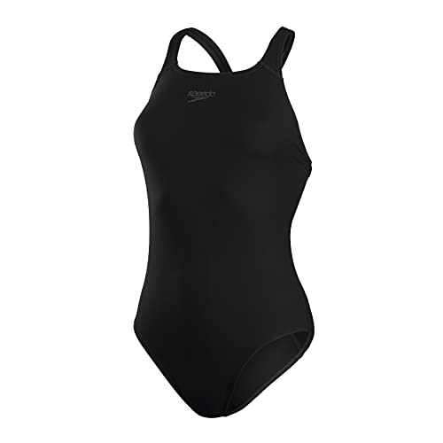Speedo Women's Eco Endurance+ Medalist Swimsuit| Athletic Fit | Classic Design| Recycled Fabric | Chlorine Resistant | Extra Flexibility, Black, 36