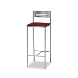 ASTIMESA - Taburetes de Cocina Altos Tapizados con Respaldo - Estructura Aluminio y Asiento en Polipiel - Color del Asiento: Burdeos. Contenido: 1 Unidad - Medidas: 90 cm (Alto Total)