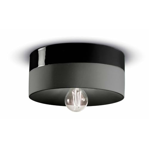 Plafonnier céramique noir charbon E27 pour remplacer un éclairage éblouissant par un design rétro