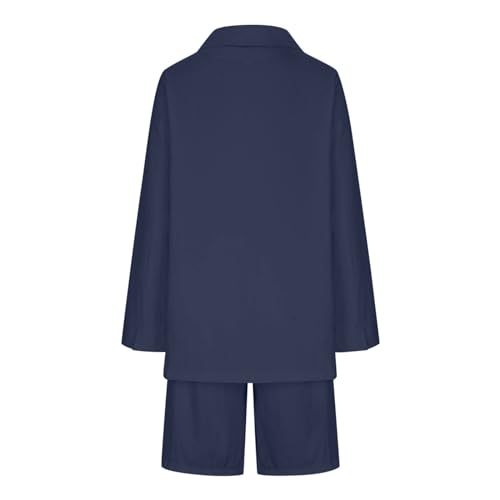 Generic Women's Two Piece Outfits Long Sleeve Blazer Jacket and Loose Shorts Suits 2024 Spring Fall Business Casual Suit Sets4