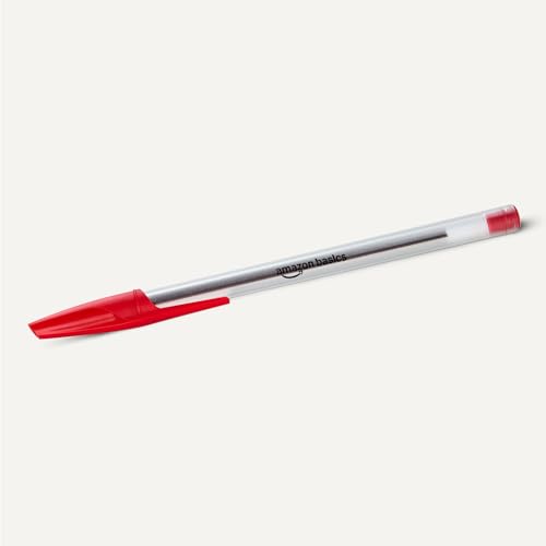 Image of Amazon Basics Ballpoint Pens, Medium Point 1.0mm, Red Ink, 12-Pack