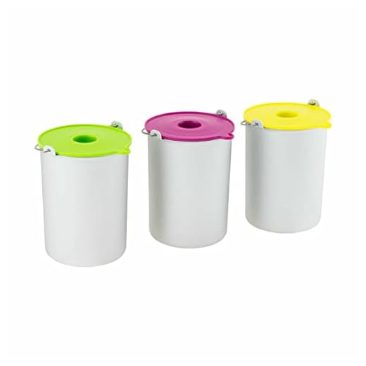 H.Koenig BO325 Juego de 3 Boles para Máquina de Helados HF250, 3 Recipientes de 1,5 Litro, Acero Inoxidable, Plateado, Rosa, Amarillo y Verde Lima, 3600 W, 44 Decibelios, plástico, Multicolor