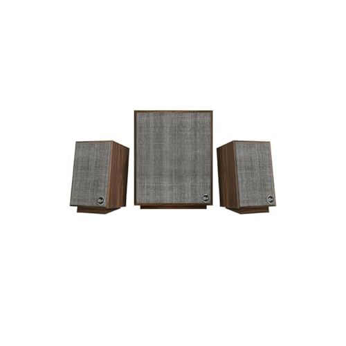 Image of Klipsch ProMedia Heritage 2.1 Multimedia Mid Century Modern Desktop Computer Speaker Monitors with 8 inch Subwoofer - Walnut