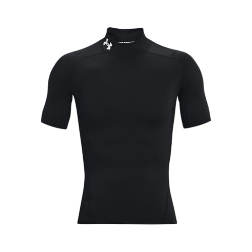Under Armour Mens HeatGear Armour Comp Mock Short Sleeve T-Shirt Black (001)/White Small