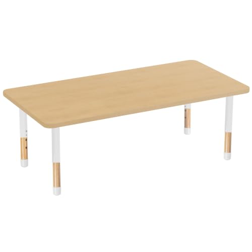 Image of 30 inch x 60 inch Rectangle Kids Classroom Table with Adjustable Chunky Wood Legs