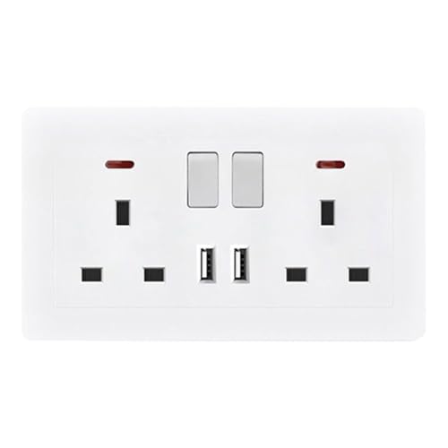 Enchufe de Pared | Tomas de Corriente - Adaptador de Enchufe Extensor Doble con 2 Puertos para Dormitorio Oficina Hogar Baño Interior y Exterior