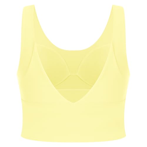Image of ABOCIW Longline Sports Bra for Women V Back Wireless Padded Medium Support Yoga Bra Workout Crop Tank Tops