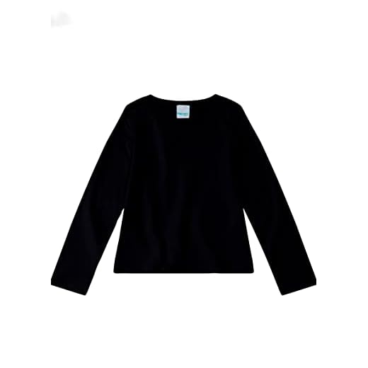 Blusa Infantil Menina Decote Redondo Malha Cotton Light ML Malwee Kids Cor:Preto;Tamanho:6