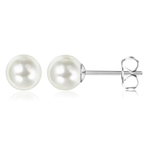 Titan Ohrringe Hypoallergen Perlenohrringe Damen Mädchen G23 Titan Ohrstecker Perlen Ohrstecker 8mm