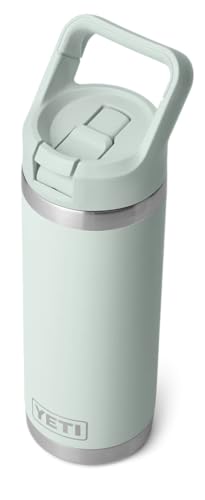 YETI Rambler Botella con pajita de acero inoxidable aislada al vacío con tapa de pajita a prueba de fugas, Ridgeline, 532 ml (18 oz)