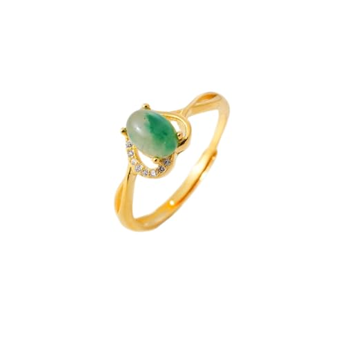 Bague en argent S925 et jade véritable de style torsadé élégant