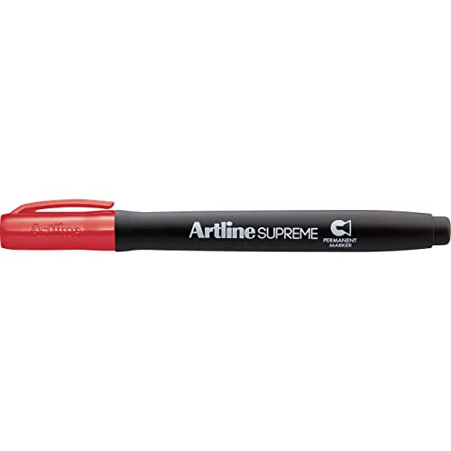 Artline Supreme Chisel Nib Permanent Marker, Red, Box 12