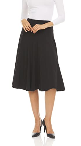 KIKI RIKI Panel Midi Skirt with Elastic Waist for Womens/Teens 29 Inch Length