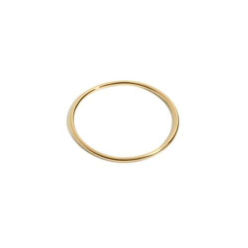 JEWELHEART 14K Solid Gold Wedding Band For Women - 1mm Yellow and White Real Gold Thin Simple Knuckle Midi Ring - Dainty Stackable Rings Size 5, 6, 7, 82