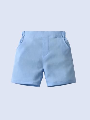 Image of Boarnseorl Baby Boys Shorts Sets, Infant Shirt+Shorts+Bow Tie+Vest,Toddler Gentleman Outfits Suits
