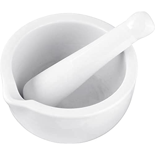 Fackelmann 45442 Set de Mortier/Pilon Porcelaine Blanc 12 x 6,5 cm