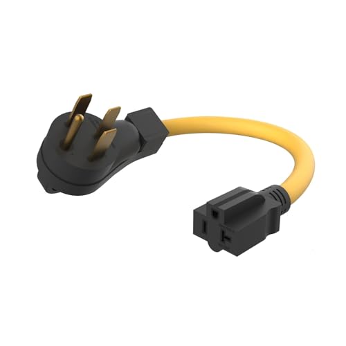 [240V to 120V] NEMA 14-50P to 5-15R/5-20R T-Blade Adapter 12AWG STW Copper Wires RV Generator Power Cord Adapter 50 Amp to 20 Amp 120V Devices