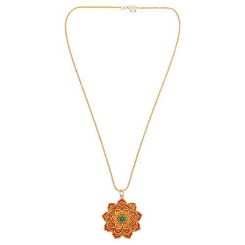 WRITWAA Collier Lotus En Émail Vintage Femme Pendentif Fleur De Lotus Bijou Filigrane Rétro Pour Mariages Fêtes Et Usage Quotidien