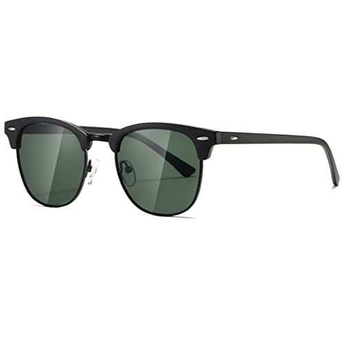 Image of AEVOGUE Polarized Semi Rimless Sunglasses for Men Women, Retro UV400 Sun Glasses for Driving Outdoor