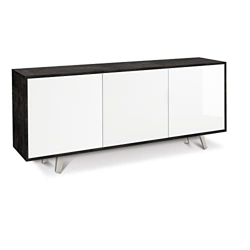 Sarmog Aparador de 3 puertas con 2 estantes de 74 cm de altura, color Óxido Negro